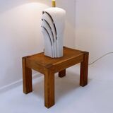 Large white ceramic fan-shaped table lamp - Art Deco style