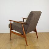 Armchair 'Lis', 1970s brown chocolate brown boucle design by Henryk Lis - 2 pieces available