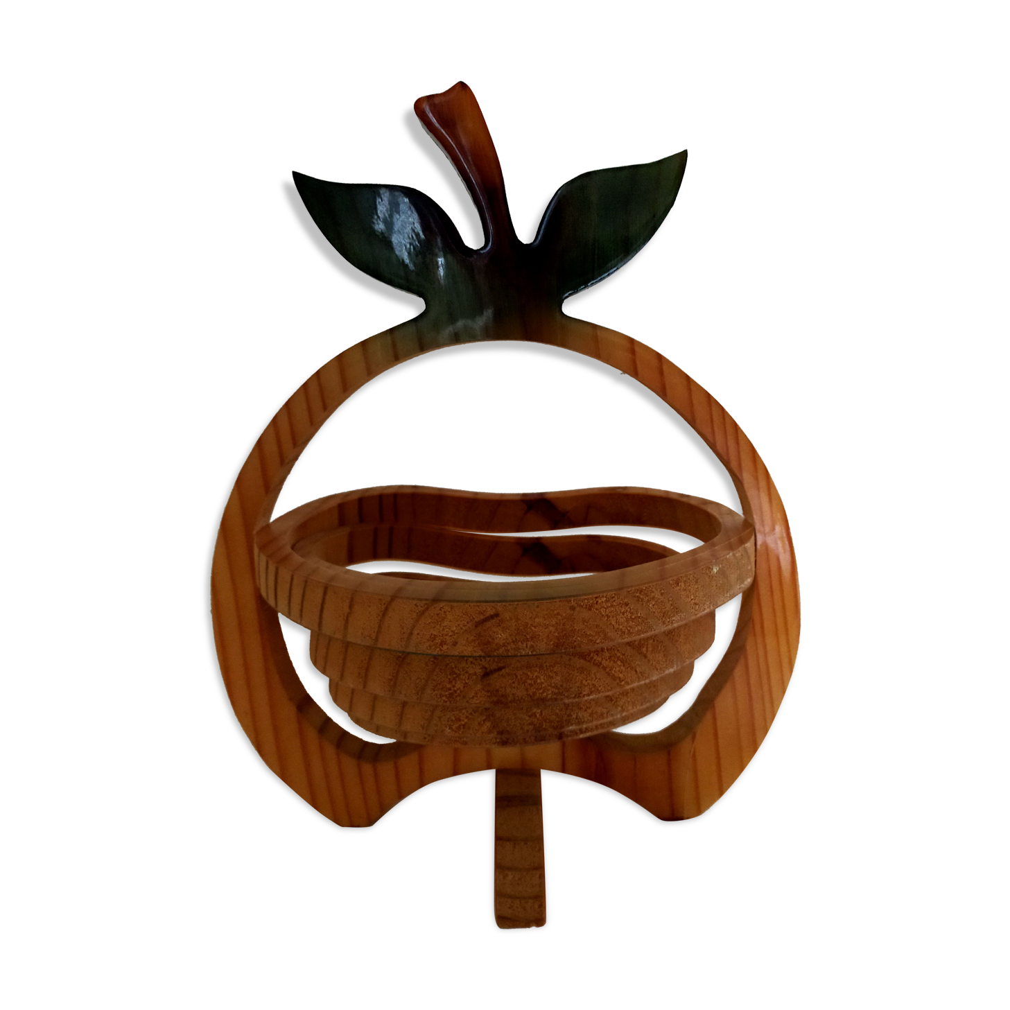 Equinoccio fruit basket in foldable wood from the 70s