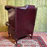 Vintage Brocante Leather Chesterfield Armchair