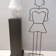 Lampe de table en verre Murano blanc avec un effet marbre rose, Italie