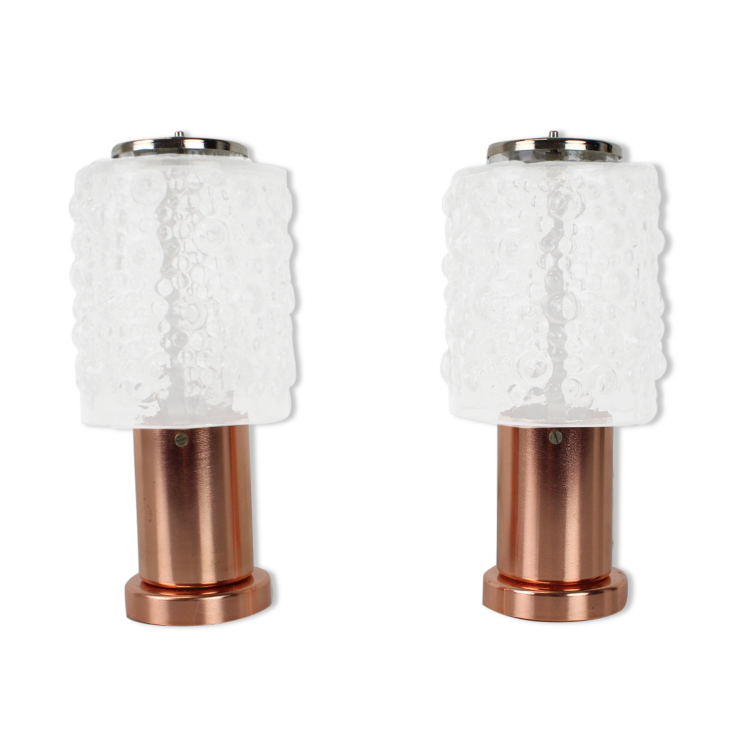 1970s Pair of Copper Table Lamps by Kamenický Šenov, Czechoslovakia