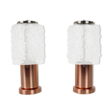 1970s Pair of Copper Table Lamps by Kamenický Šenov, Czechoslovakia
