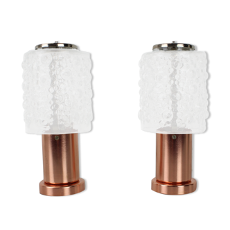 1970s Pair of Copper Table Lamps by Kamenický Šenov, Czechoslovakia