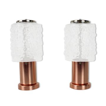 1970s Pair of Copper Table Lamps by Kamenický Šenov, Czechoslovakia
