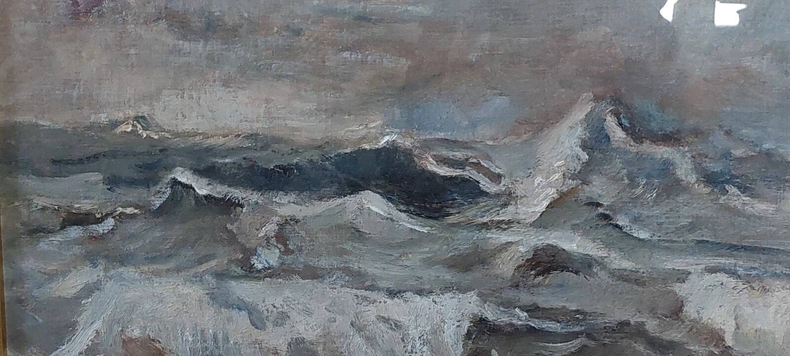 Giuseppe manfredi ( 1934 - 1987) marina peinture huile carton toile 70 x 50