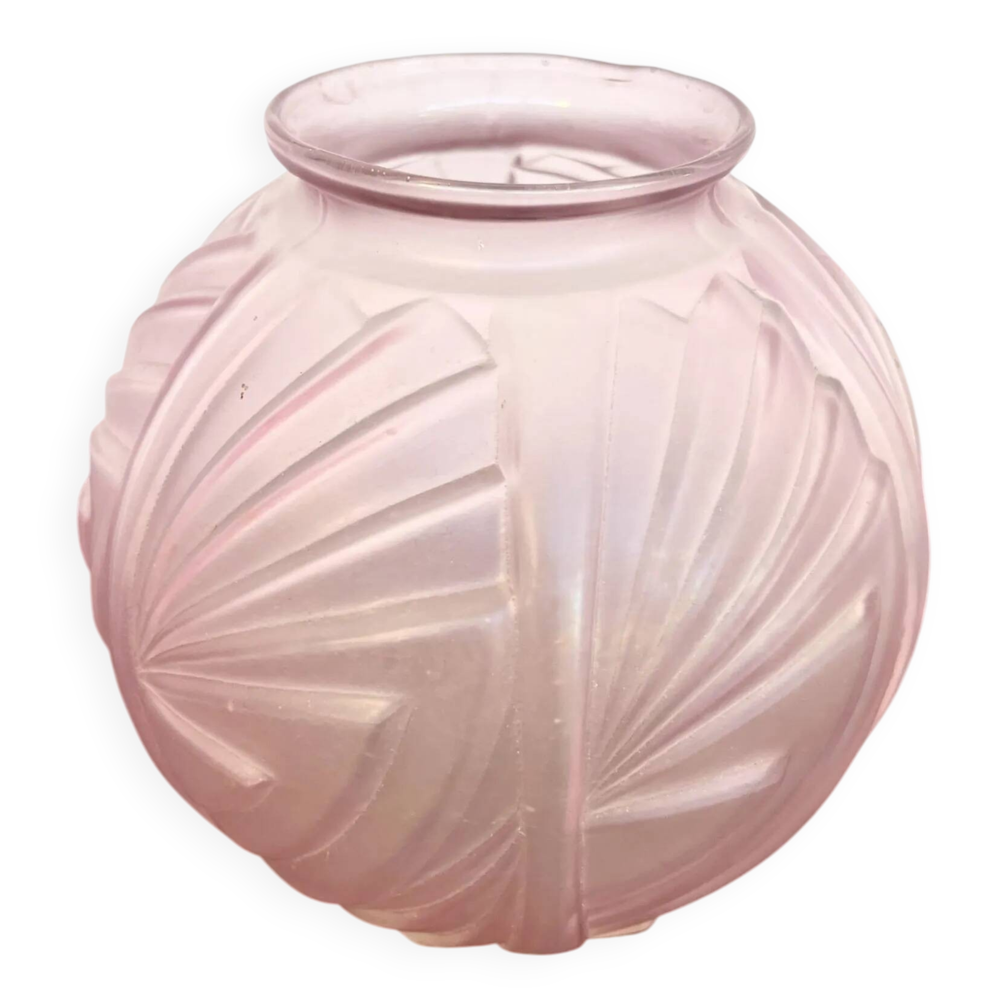 Art deco glass ball vase with palmette patterns