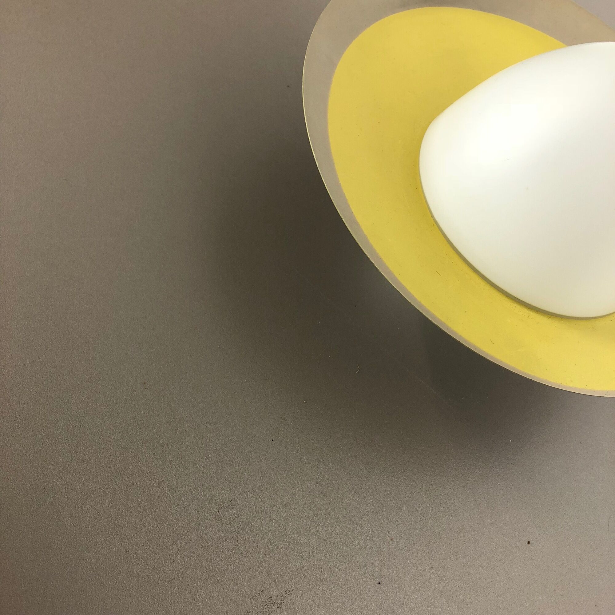 Round metal opaline glass wall light sconce, Italy, 1960s