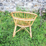 Old armchair & table for children in rattan