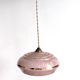 Suspension Art Deco opaline verre Clichy rose filet or