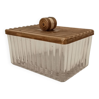 Art Deco box in glass and gilded brass from the 60s