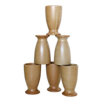 Set of 6 stoneware mazagrans, vintage