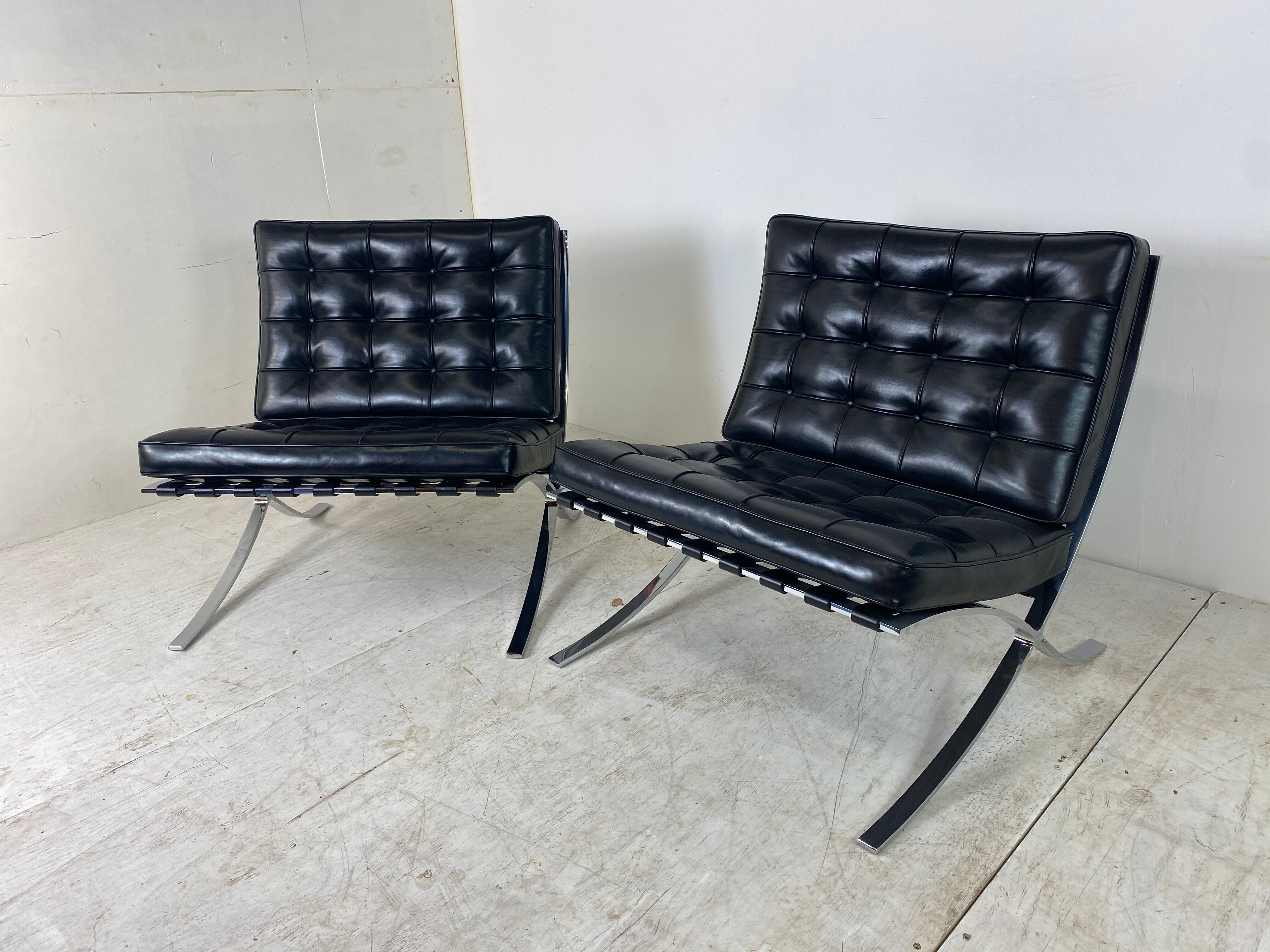 Pair of chairs Barcelona vintage Ludwig Mies Van der Rohe