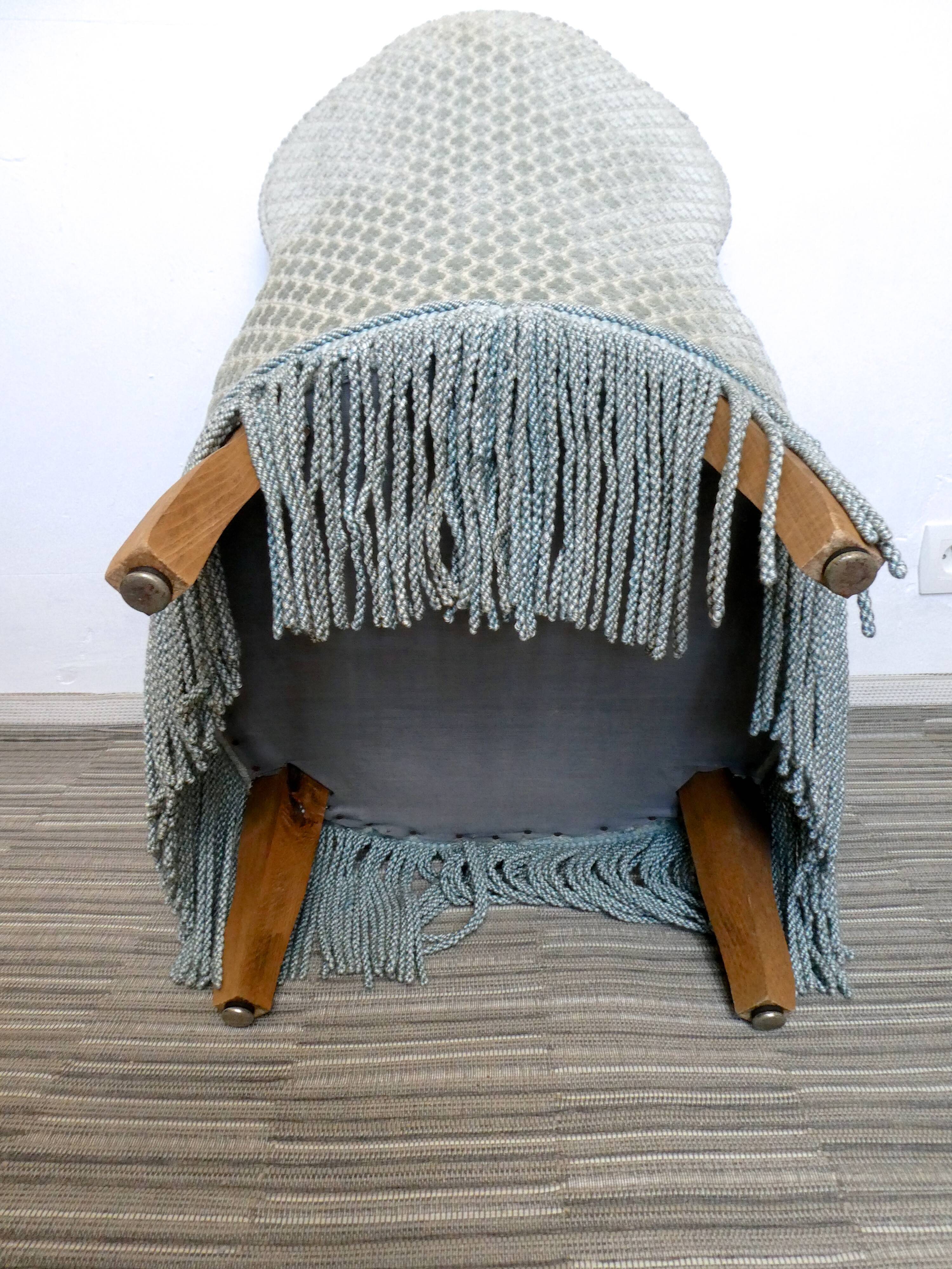 Pastel blue velvet toad chair