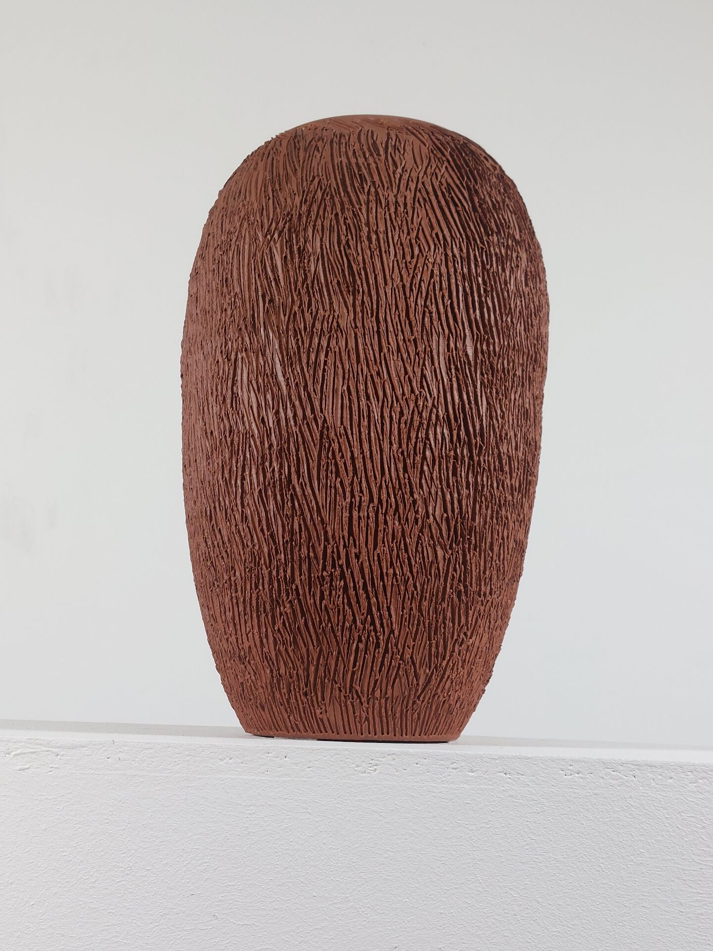 Vintage mid-century brutalist sgraffito ceramic vase