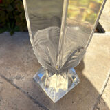 LALIQUE Vase France "Floréal" Satin and Clear Crystal — Signed