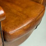 Set of 2 sheepskin club armchairs