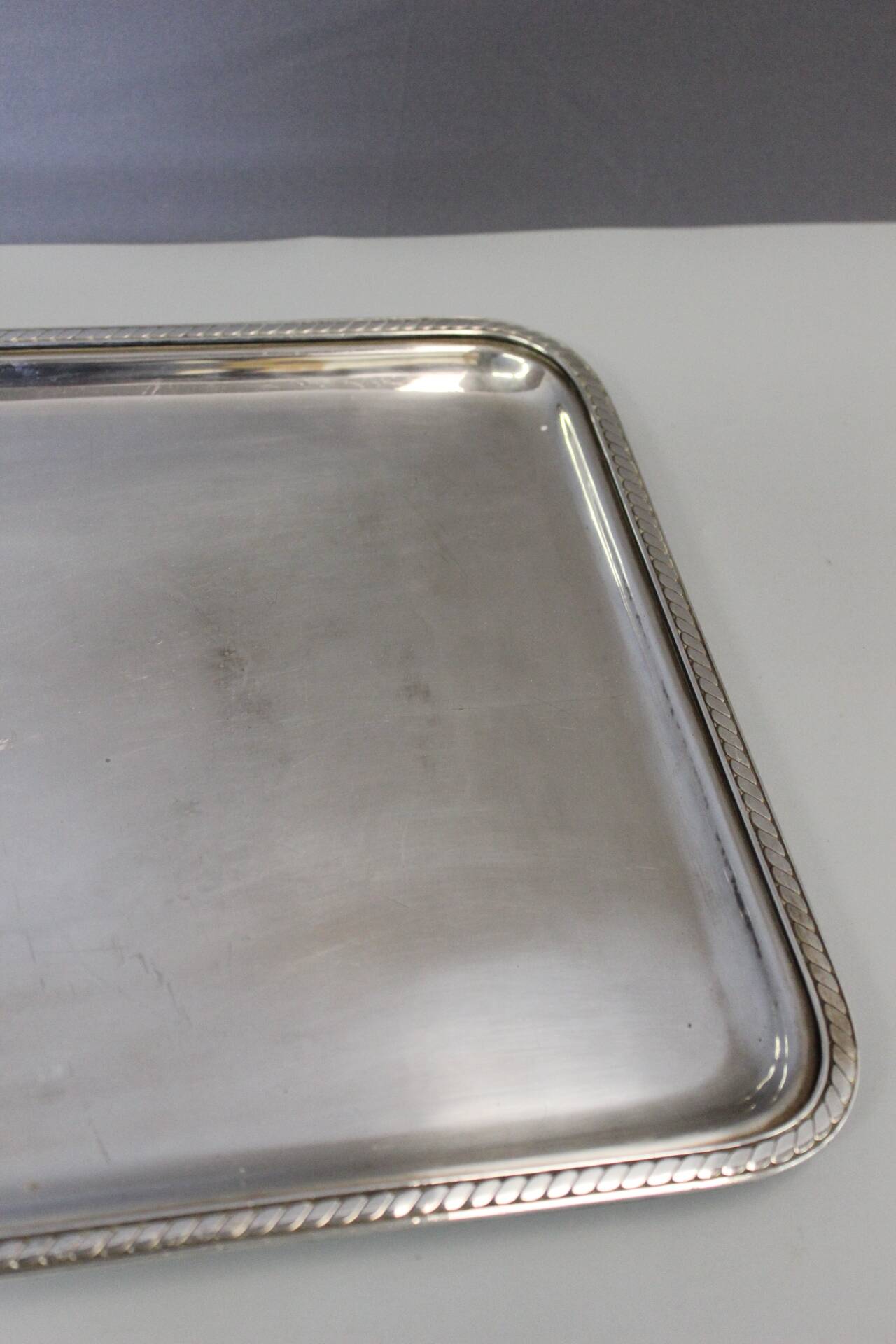 Silver-Plated Service Tray with Marine Anchor