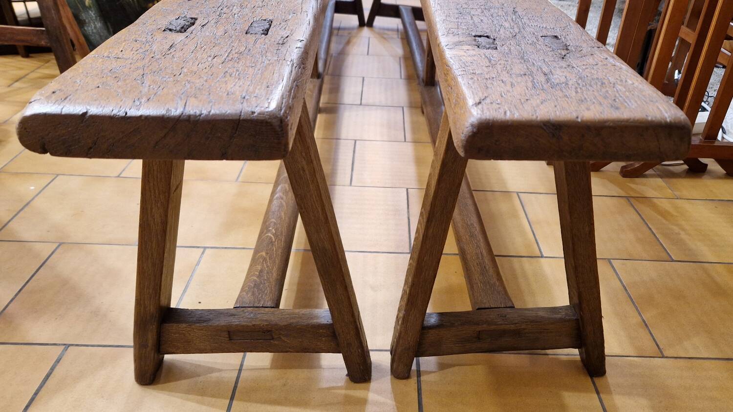 Pair of oak benches