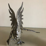Vintage silver metal roosters