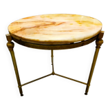 Brass and onyx pedestal table
