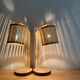 Pair of large Scandinavian lamps in natural wood.
