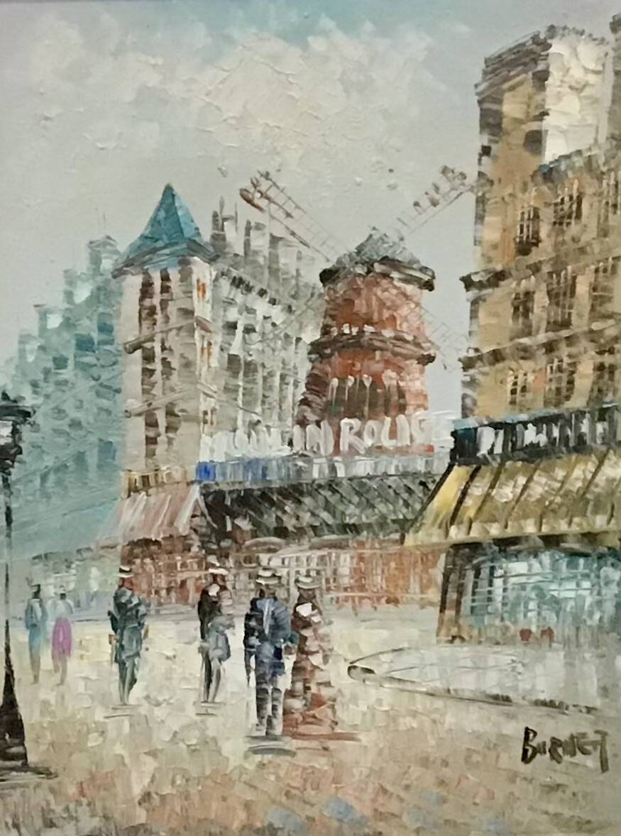 The Moulin Rouge seen from Boulevard Clichy Oil on canvas signed Burnett