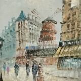 The Moulin Rouge seen from Boulevard Clichy Oil on canvas signed Burnett