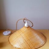70s woven bamboo pendant light