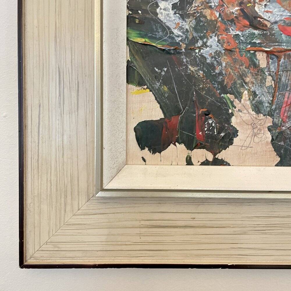 Modern Multicolored Painting, 2022, Acrylic on Wood, Framed