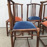 6 bamboo leather chairs 1980