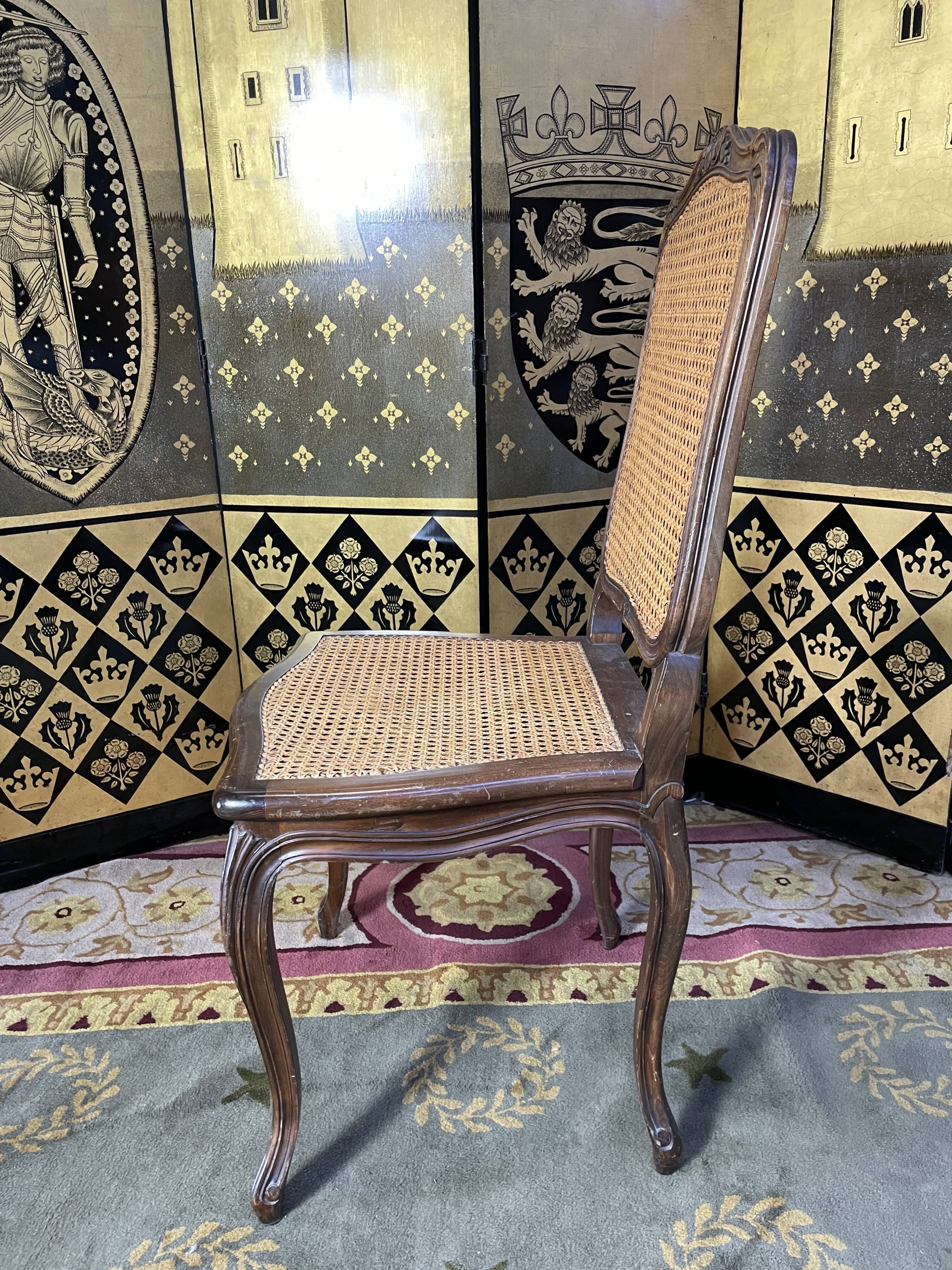 Suite of 6 Louis XV style chairs in canning