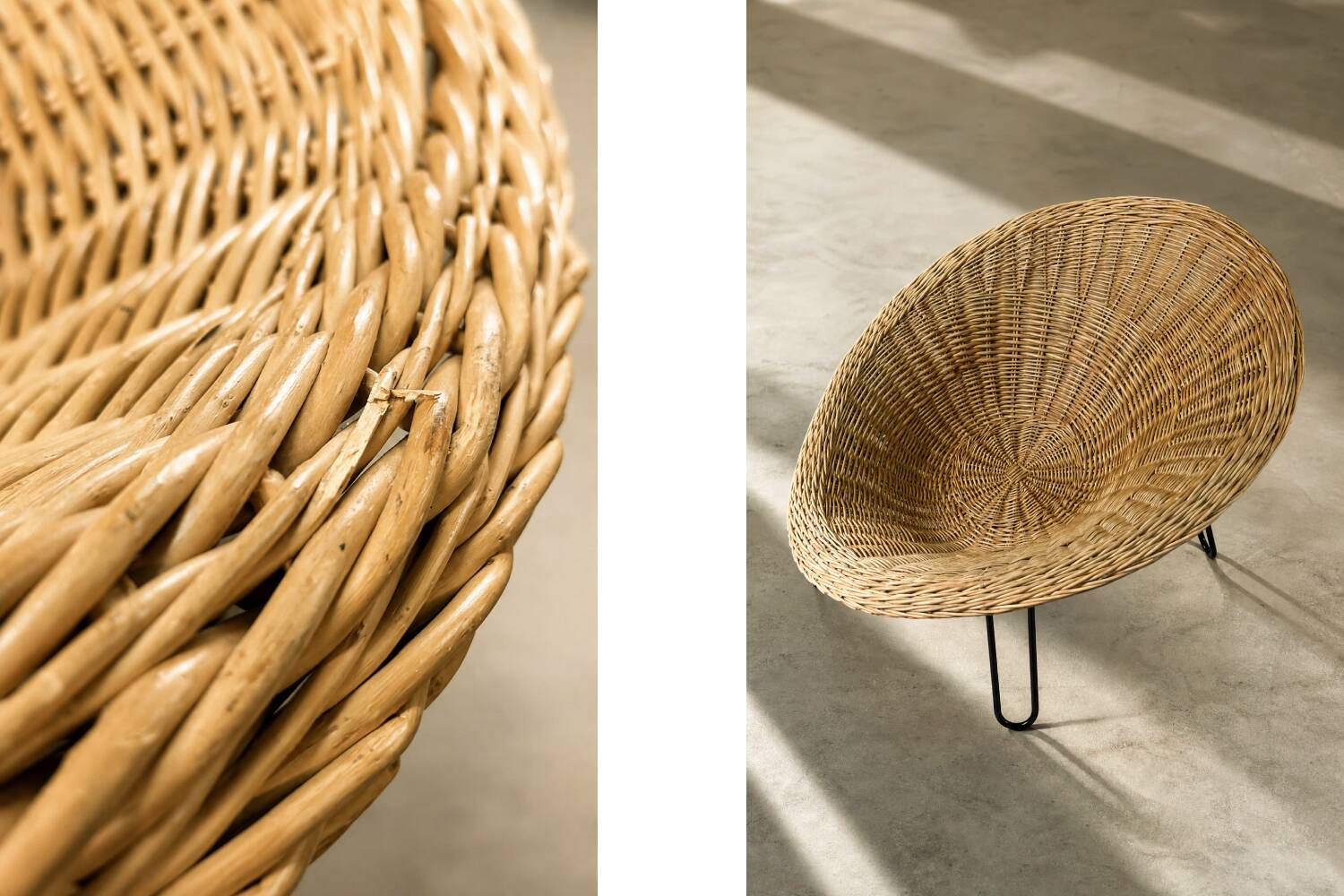 Vintage Mid-Century Italian Modern Boho Rattan Spherical Bowl Chair, 1950s