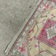 Turkish carpet handmade yellow background pink decoration, 127x91 cm