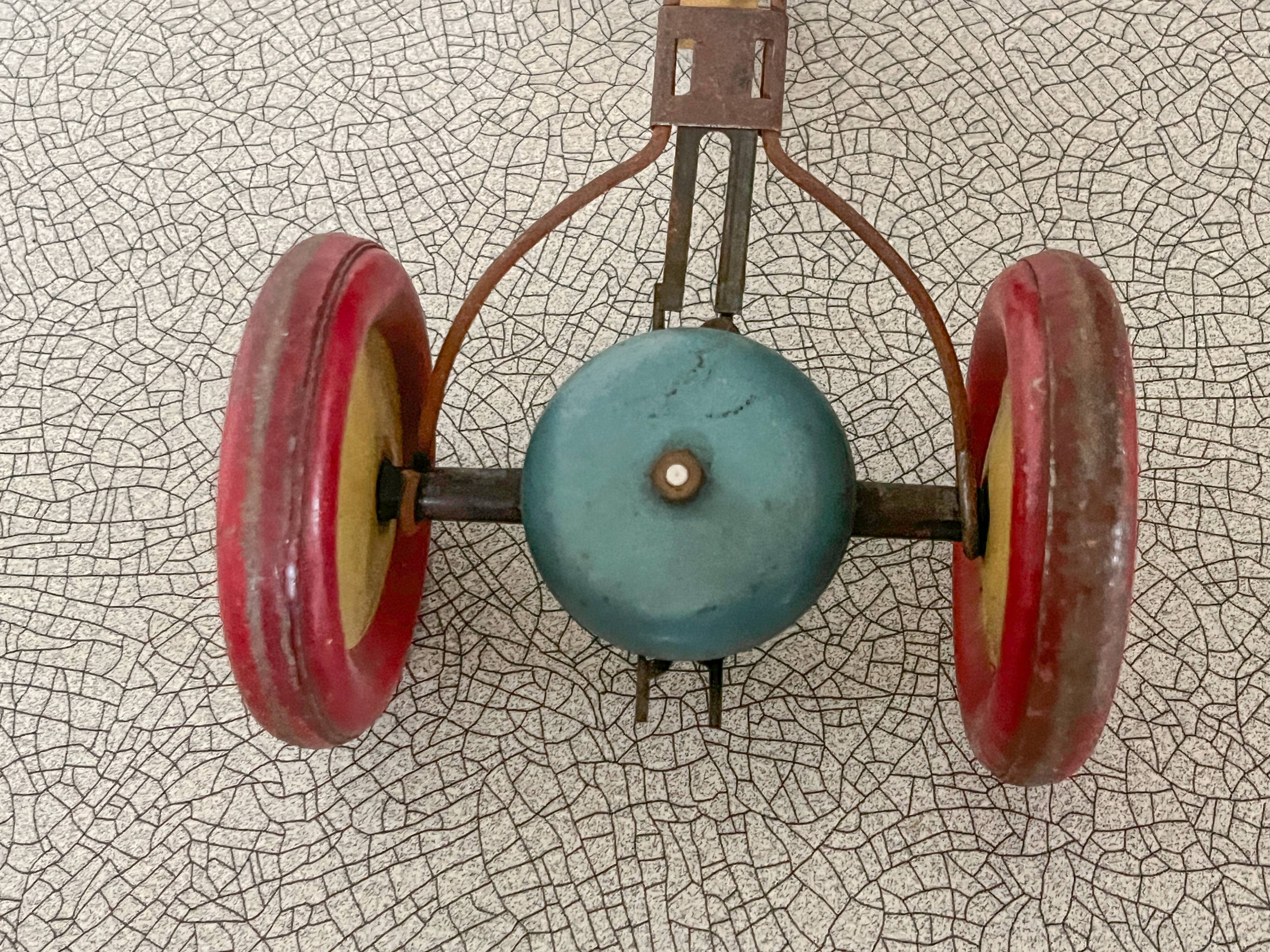 Vintage pull-along toy, horse-drawn with a bell, musical toy.