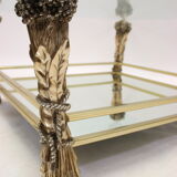Table en bronze vintage et table d’appoint avec motif de maïs