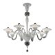 Contemporary Linear Transparent and White With Silver-Leaf Murano Glass Cha