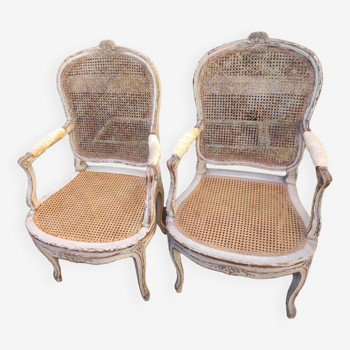 Paire de fauteuils à la reine époque Louis XV - XVIIIème