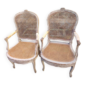 Paire de fauteuils à la reine époque Louis XV - XVIIIème