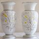 French antique opaline vase painted by hand