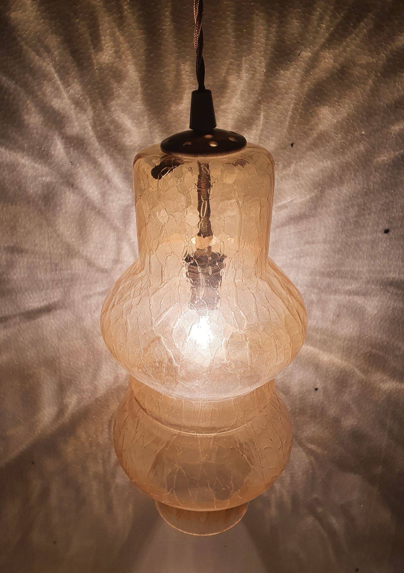 Large vintage brown glass hanging lamp