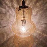 Large vintage brown glass hanging lamp