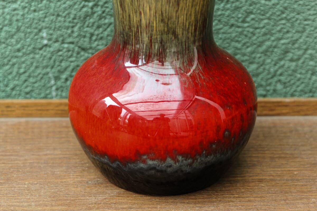 Vase Vallauris rouge et kaki