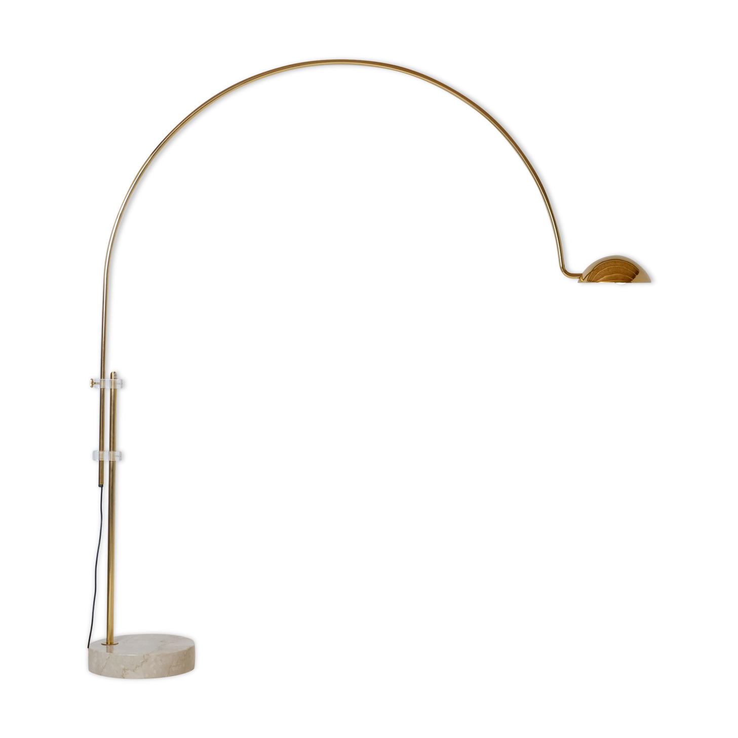 Marble swivel arch floor lamp, Bellux 1980's switzerland