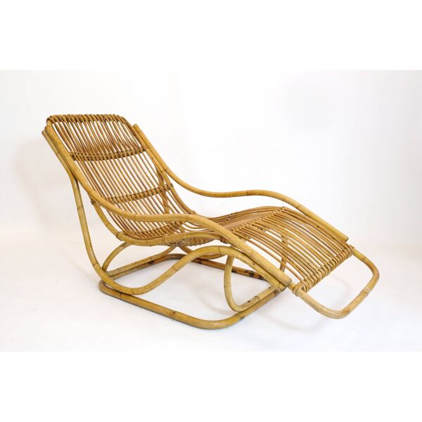 Chaise longue en rotin, Italie, années 60.