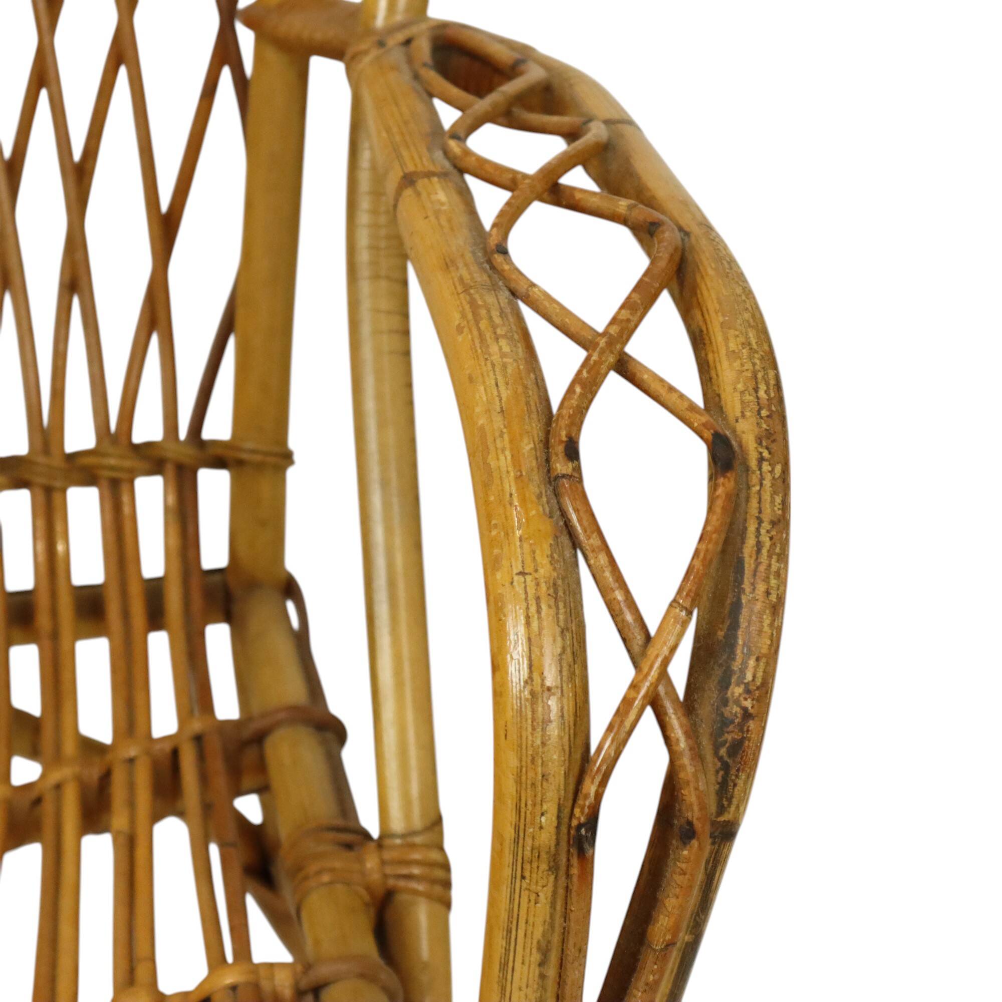 Vintage Set Rattan Chairs Armchairs Table Boho Design Sixties