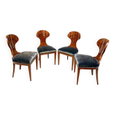 Chaises Ballon Biedermeier, placage de frêne, velours gris, Vienne, 1900, ensemble de 4