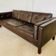 Vintage Danish Erik Jørgensen brown leather 3 seater sofa