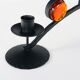 1970s Swedish Wrought Iron Candlestick with Orange Lindshammar Glass