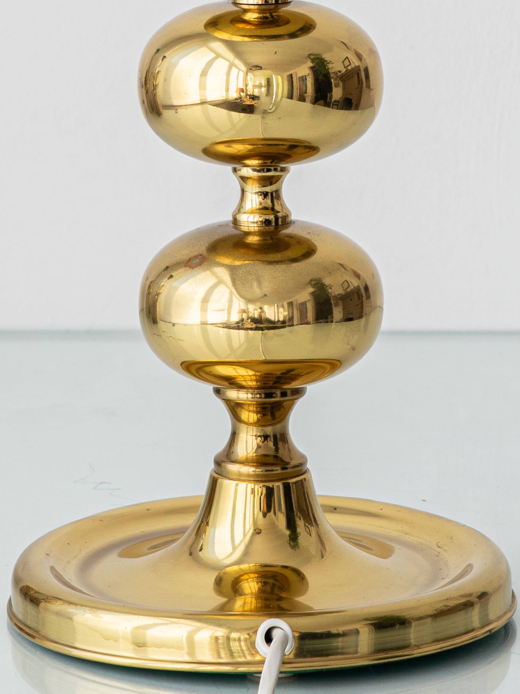 Pair of Swedish Mid-Century Brass Bobbin Table Lamps by Aneta, circa 1960